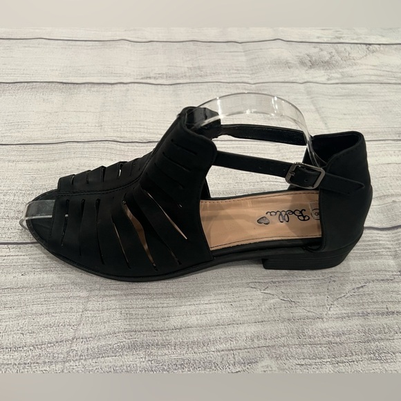 BELLA Black suede Women's block heel Sandals/size 8 - Picture 1 of 16